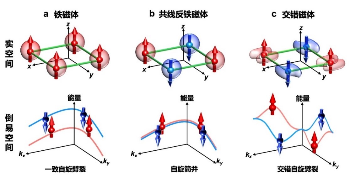 20250213-铁磁、反铁磁和交错磁体的自旋构型对比-材料学院-图1.jpg